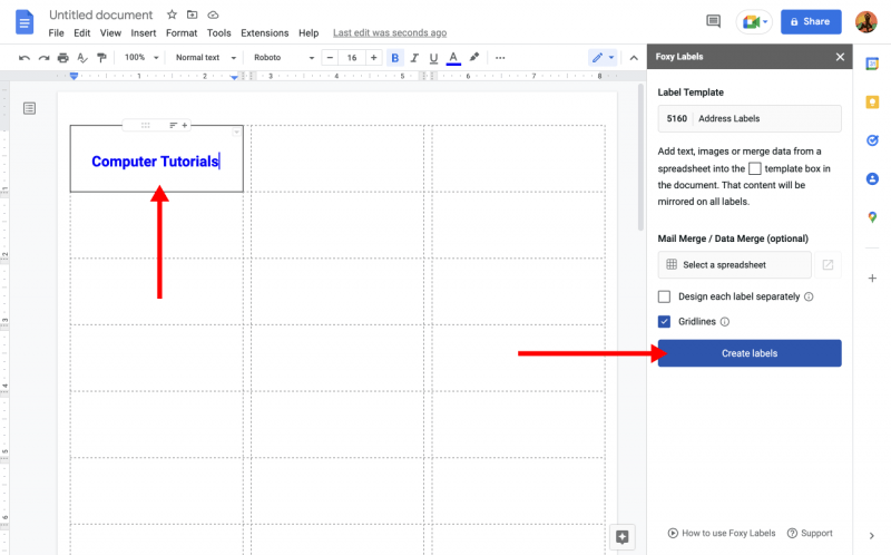 google docs free label template